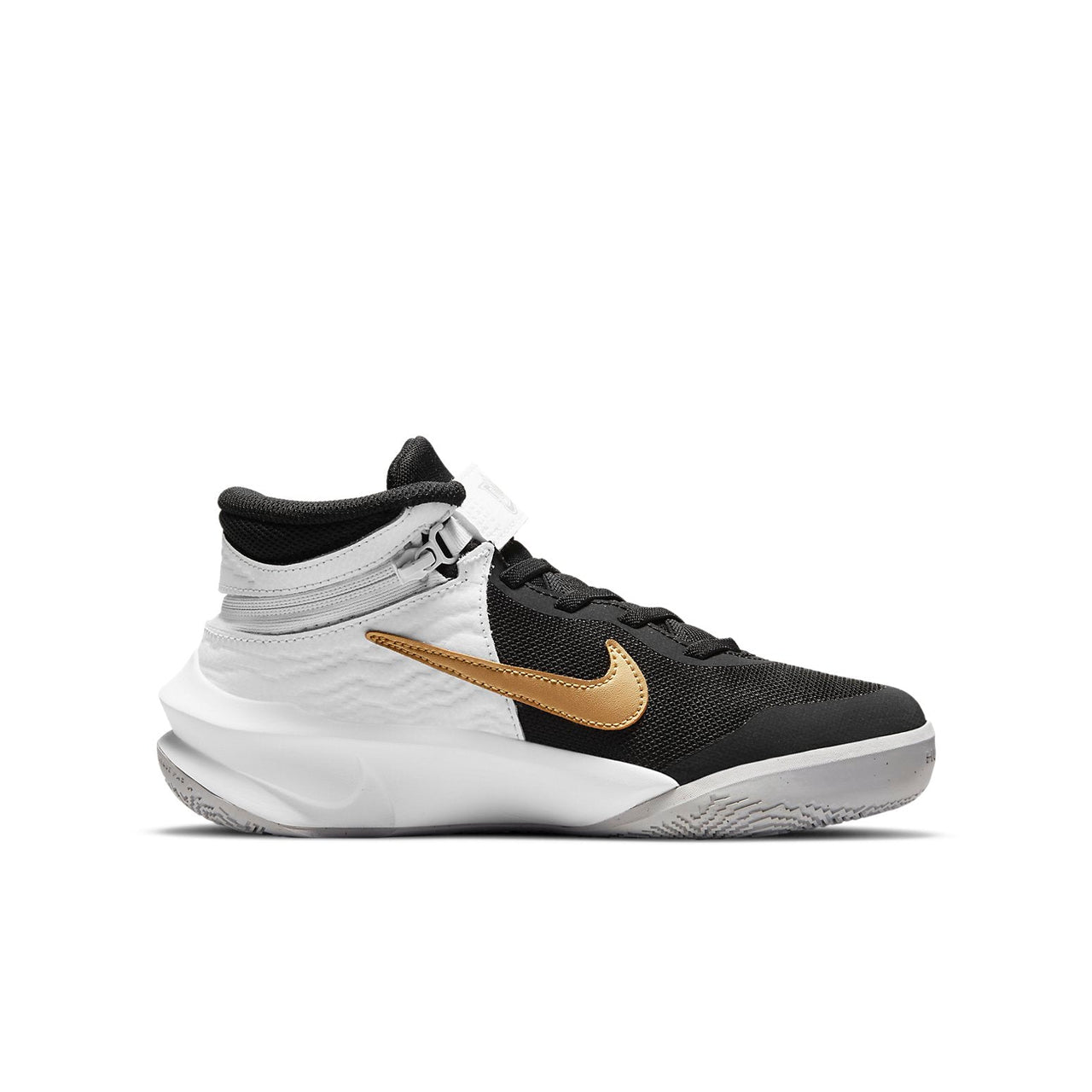 (GS) Nike Team Hustle D10 FlyEase 'Black White Metallic Gold' DD7303-002