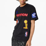 Men's LOUIS VUITTON x NBA Crossover Round Neck Printing Short Sleeve Black 1A8XEB