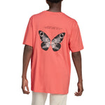 Men's adidas originals Back Butterfly Printing Casual Sports Short Sleeve Swirl Fluorescent Red T-Shirt HF4796