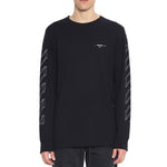 Men's Off-White 3D Printing Hollow Out Arrow Long Sleeves Black T-Shirt OMAB001E181850021001