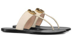 (WMNS) Gucci Thong Sandal With Double G 'White Leather' 497444-A3N00-9022