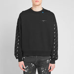 Men's Off-White Cotton Round Neck Pullover Black OMBA035E19E300011091