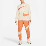 Men's Nike Swoosh Ft Crew Large Logo Printing Knit Round Neck Pullover Khaki DD6097-219