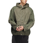 Men's adidas originals Ww Hooded Jkt Sports Embroidered Logo Cargo Solid Color Hooded Jacket Army Green HM8017