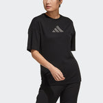 (WMNS) adidas Logo Pattern Round Neck Sports Short Sleeve Black T-Shirt H55256