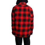 Off-White Plaid Splicing hooded Shirt Red Black Plaid 'Red Black' OMGA061E18A270012000