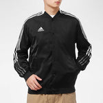 adidas Classic Stripes Logo Windproof Baseball Jacket Men's Black GL6860