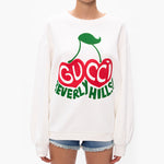 (WMNS) Gucci Beverly Hills Cherry Printed Loose Long Sleeve White 631695-XJCRT-9095