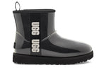 (WMNS) UGG Classic Clear Mini Large LOGO Fleece Lined Black 1113190-BLK