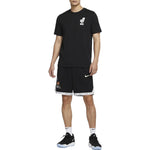 Men's Nike Logo Geometry Pattern Printing Round Neck Short Sleeve Black T-Shirt DR7638-010