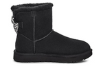 (WMNS) UGG Checkered Bow Short Snow Boots 'Black' 1138132-BLK