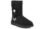 (WMNS) UGG Bailey Button UGG Charm Metallic Alphabet Version Fleece Lined Black 1114970-BLK