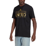 adidas Manchester United Soccer/Football Sports Alphabet Printing Solid Color Short Sleeve Black HG1246