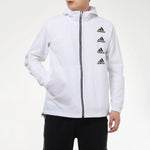 adidas Logo Print Woven Hooded Jacket Men's White GK9419