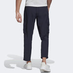 Men's adidas Solid Color Logo Cargo Pocket Casual Sports Pants/Trousers/Joggers Blue HE1860