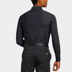 adidas Solid Color Logo Stripe Fleece Lined Golf Sports Long Sleeves Polo Shirt Black GT3424