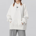 (WMNS) PUMA Classics Oversized logo Printing Plus Fleece Keep Warm Hoodie Grey 530280-05