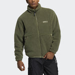 Men's adidas originals Adv Sherpa Outdoor logo Sports Splicing Stand Collar Jacket Green HC0365