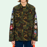 Off-White Mens Back Arrows Sketch Medal Ribbon Camouflage Jacket OMEL001S187340129901