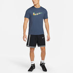 Men's Nike Flowers Large Logo Casual Sports Solid Color Round Neck Short Sleeve Flash Blue T-Shirt DV1215-437