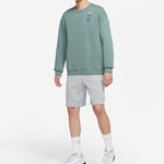 Men's Nike French Terry Swoosh 4 Embroidered Round Neck Sports Pullover Autumn Green DB9408-387