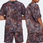 adidas Paint Splash Effect Printing Sports Short Sleeve Khaki Brown T-Shirt HL1944