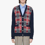 Gucci GG Checked Jacquard Cashmere Sweater For Men Navy 577232-XKAUZ-4548