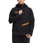 adidas Solid Color Logo Zipper Hooded Jacket Black HE5204