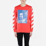 Off-White Bernini Diagonal Stripe Print T shirt 2030 Red/Blue OMAB001F181850112030