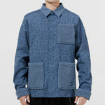 PUMA Paisley Woven Shirt cashew Pattern Multiple Pockets Jacket Blue 534978-64