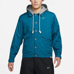 Nike Therma-FIT Standard Issue Fleece Lined Stay Warm Embroidered Logo Sports Coach Jacket Blue DA6858-404
