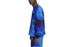 Men's adidas original Logo Pattern Printing Round Neck Pullover Long Sleeves Blue HD4808