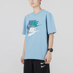 Men's Nike Alphabet Large Logo Printing Sports Breathable Short Sleeve Blue T-Shirt DV3317-494