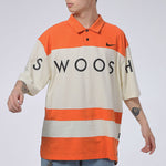 Nike Sportswear Swoosh Logo Printing Contrasting Colors Loose Polo Shirt Orange DJ5370-801