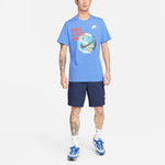 Men's Nike Earth Pattern Logo Printing Round Neck Short Sleeve Light Racing Blue T-Shirt DM6332-432