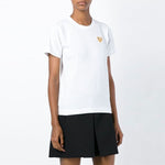 (WMNS) COMME des GARCONS PLAY Gold Heart Logo Tee 'White' AZ-T215-051-4