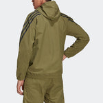Men's adidas Fi Wv Bst Fz Sports Stylish Stripe Hooded Jacket Military Green H65369