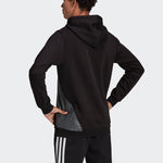 Men's adidas Large Logo Hood Casual Sports Pullover Black HI1180