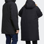 adidas Cb Mid Parka Logo Solid Color Mid-Length Sports Hooded With Down Feather Jacket Black H20764