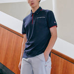 FILA Red Colorblock Logo Short Sleeve polo Blue F11M121120F-NV