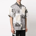 HERON PRESTON Cut Out Bowling Shirt 'Grey' HMGA027S21FAB0021001