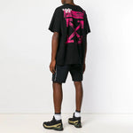 Men's Off-White Arrow Pattern Short Sleeve Loose Fit Black T-Shirt OMAA038R191850151028
