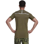Men's adidas Solid Color Logo Printing Round Neck Slim Fit Short Sleeve Olive Green T-Shirt HE5443