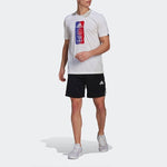 Men's adidas Printing Round Neck Short Sleeve Sports Short Sleeve White T-Shirt GL3262