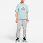 Men's Air Jordan Clouds Alphabet Printing Casual Round Neck Short Sleeve Blue T-Shirt DO8897-366