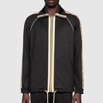 Gucci SS20 Side Sleeve Logo Striped Oversized Knitted Jacket For Men Black 598861XJBZ8-1082