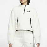 (WMNS) Nike Sportswear AS Nike Sportswear FLC QZ Crop Plush Jacket White CJ6283-110