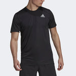 adidas Solid Color Logo Round Neck Short Sleeve Black H59885