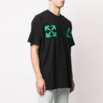 Men's Off-White C/O VIRGIL ABLOH Embroidered Logo Printing Short Sleeve Loose Version Black T-Shirt OMAA038S201850131044