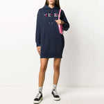 (WMNS) KENZO FW20 Logo Embroidered Fleece Lined hooded Long Sleeves Hoodie Navy Blue FA62RO7724MO-76